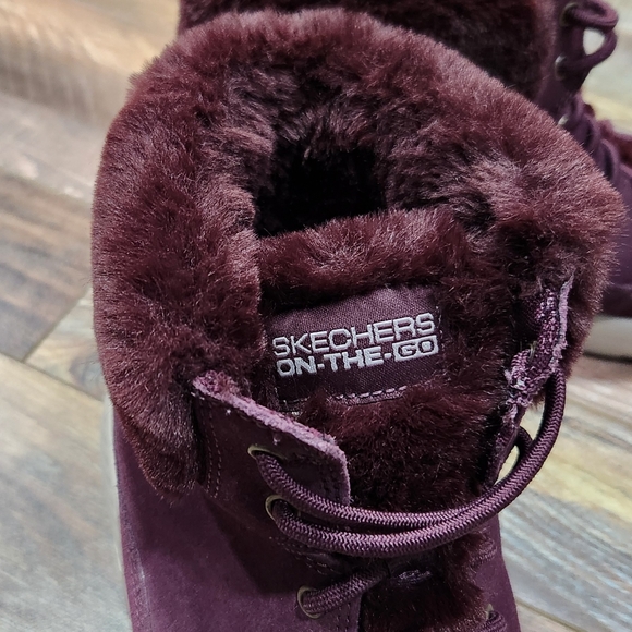 Skechers Burgundy On-The-Go Ankle Boots - Picture 4 of 7